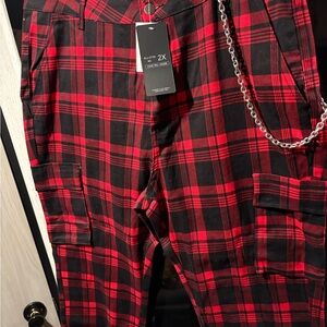 American Bazi Red and Black Plaid Women's Joggers